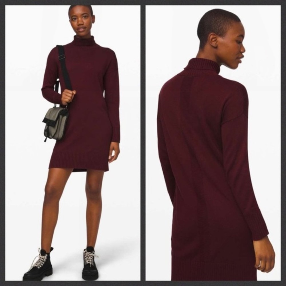 Lululemon Softer Still Dress Garnet Red Cashmere Turtleneck